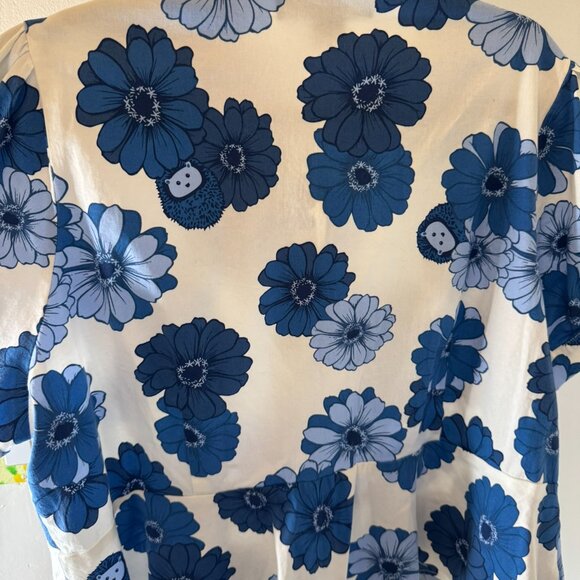 ModCloth x Collectif Blue Floral Peplum Blouse with Hedgehogs – Size 20 - Picture 10 of 13